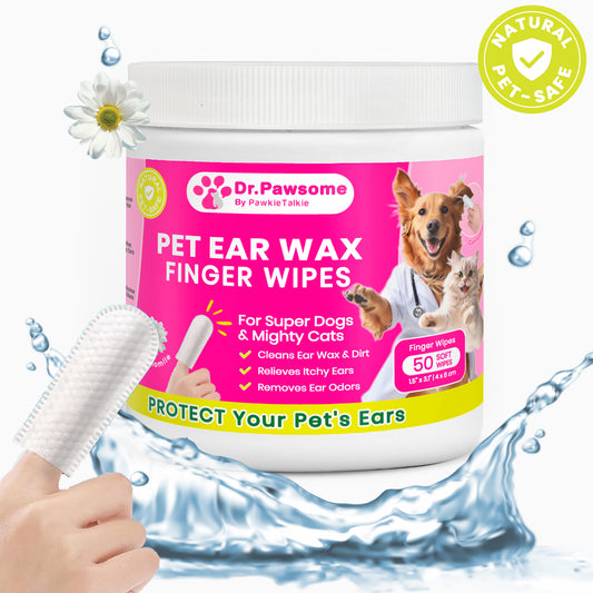 Dr. Pawsome Pet Care Ear Finger Wipes to Stop Itching and Bad Odors