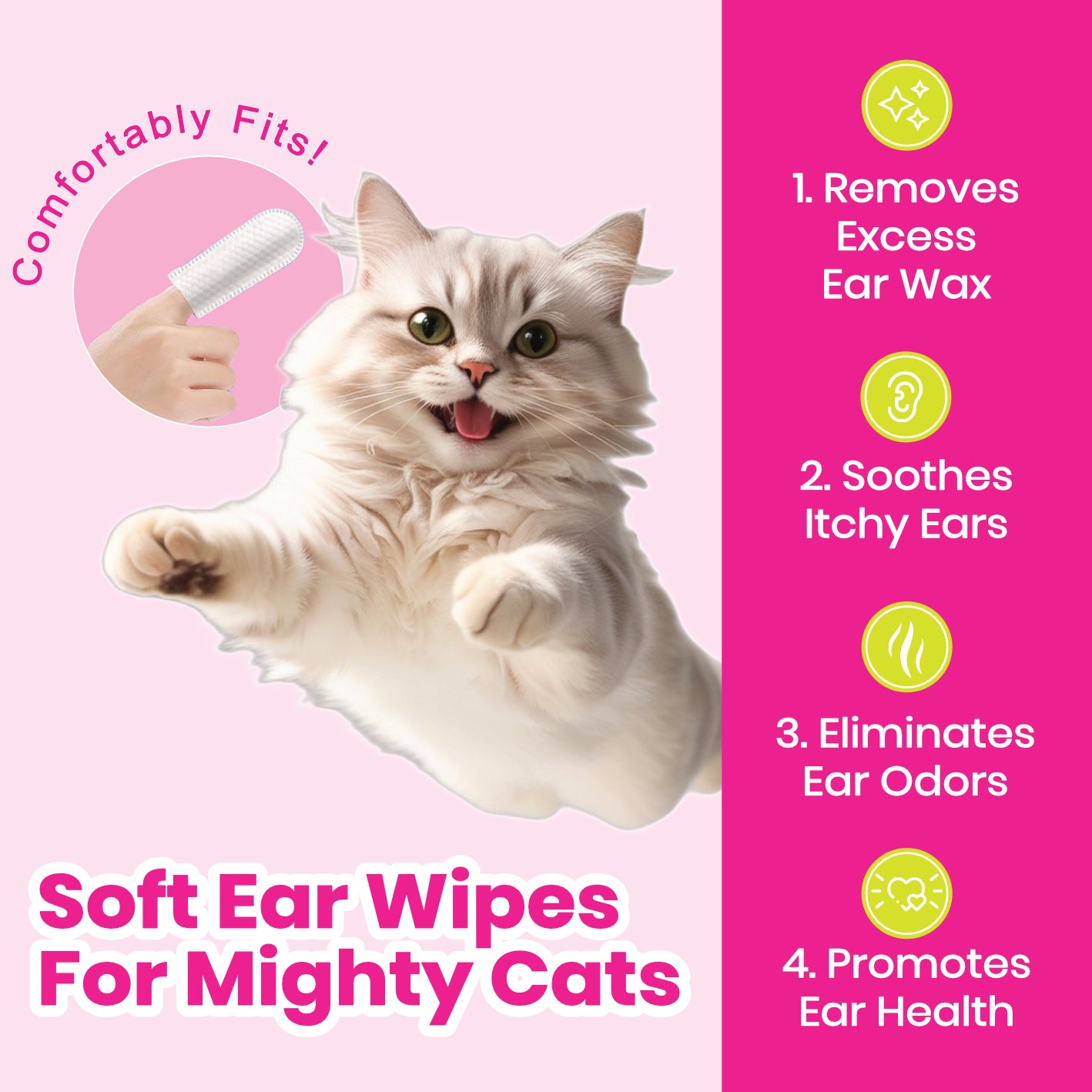 Dr. Pawsome Pet Care Ear Finger Wipes to Stop Itching and Bad Odors