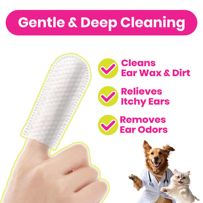 Dr. Pawsome Pet Care Ear Finger Wipes to Stop Itching and Bad Odors