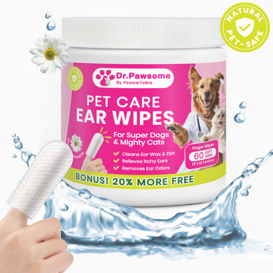 Dr. Pawsome Pet Care Ear Finger Wipes to Stop Itching and Bad Odors